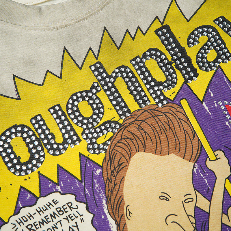 Rough Play T Shirts RoughPlay Skateboard T-Shirt with rhinestones