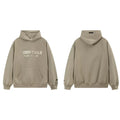 Fog Essentials Taupe Khaki Fleece‑Lined Oversized Pullover Hoodie Chest Logo