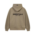 Fog Essentials Bold Black‑Print Khaki Oversized Cropped‑Hem Hooded Sweatshirt