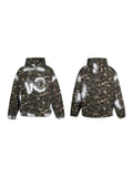 Thug Club Camo Spray Paint Star Moon Embroidery Oversized Hoodie, Unisex