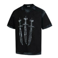 Thug Club Vintage Black Three Swords Graphic Oversized T-Shirt, Unisex