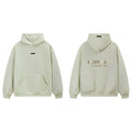 Fog Essentials Light Sage Green Fleece‑Lined Oversized Pullover Hoodie Chest Logo Print