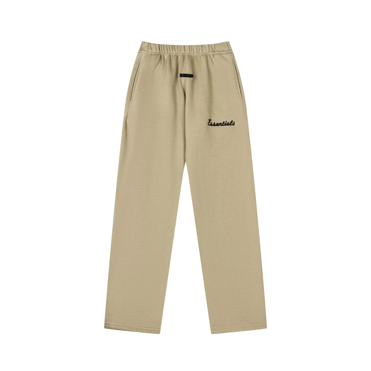 Fog Essentials Warm‑Tone Tan Loose Straight‑Leg Embroidered Street‑wear Sweatpants