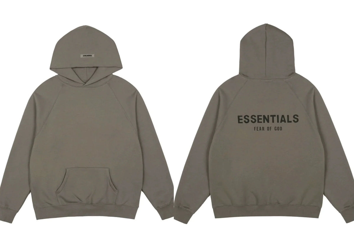 Fog Essentials Taupe‑Brown Oversized Hoodie Double‑Sided Logo