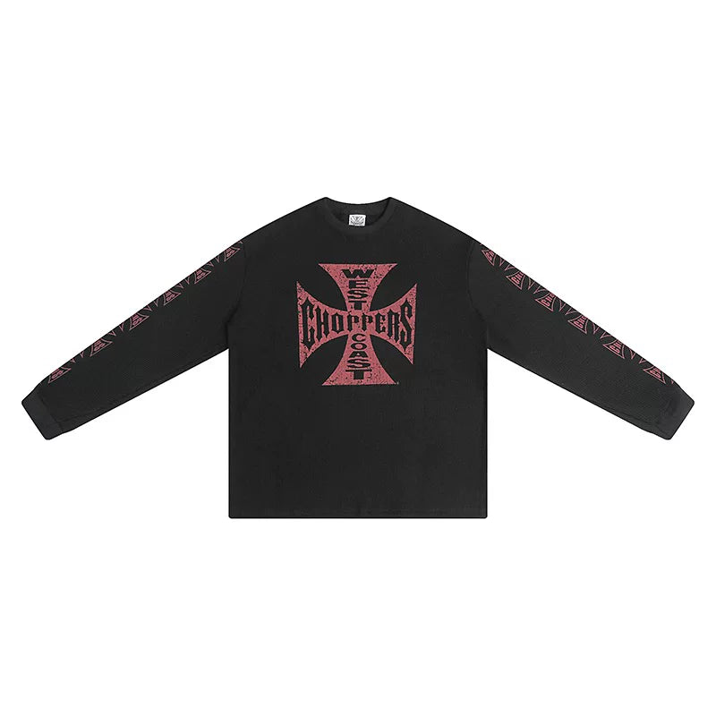 West Coast Choppers Cross Print ERD Stylist Same Style Waffle Sanskrit Long Sleeve (6)