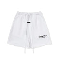 Fog Essentials White Elastic Waist Drawstring Logo Print Casual Street‑Wear Sweat Shorts