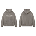 Fog Essentials Dark Greige Fleece‑Lined Oversized Pullover Hoodie Chest Logo Print