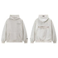 Fog Essentials Oatmeal Heather Fleece‑Lined Oversized Pullover Hoodie Chest Logo Print