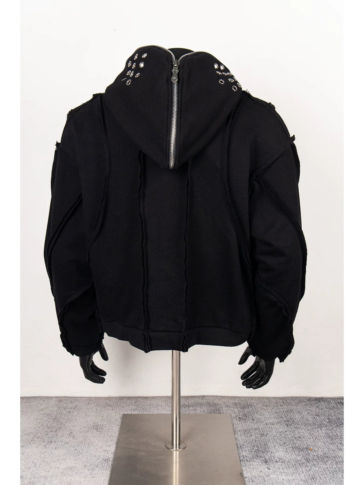 Thug Club Black Raw Seam Zip-Up Cropped Hoodie, Unisex