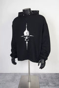 Thug Club Black Skull Star Print Studded Hoodie, Unisex