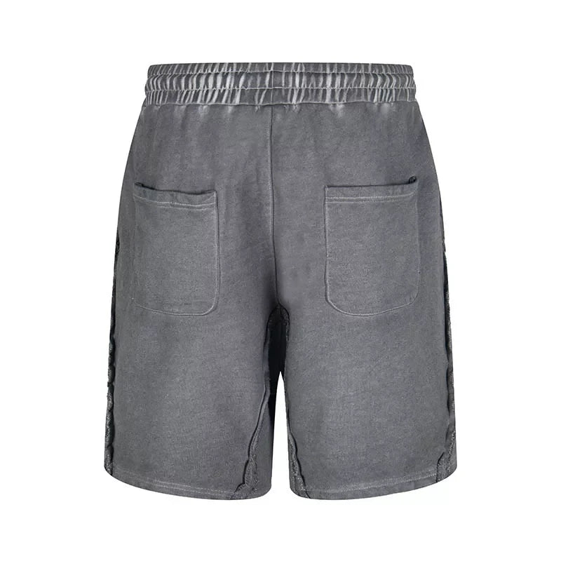 Thug Club Grey Vintage Washed Raw Seam Sweat Shorts, Unisex