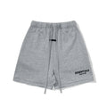 Fog Essentials Heather Grey Elastic Drawstring Black Logo Print Hip‑Hop Casual Street Shorts