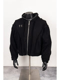 Thug Club Black Raw Seam Zip-Up Cropped Hoodie, Unisex