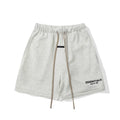 Fog Essentials Off‑White Elastic Waist Brown Drawstring Black Logo Print Casual Street Shorts