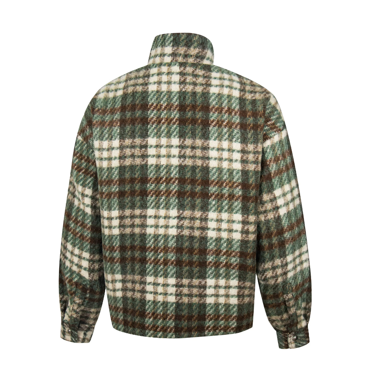 Thug Club Green Plaid Wool Blend Zip Jacket, Unisex