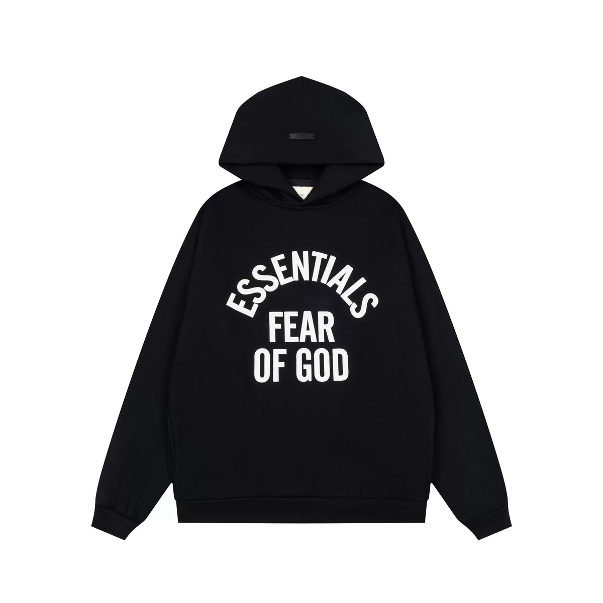 Fog Essentials Classic Black‑White Graphic Print Pullover Hoodie Unisex Street Sweatshirt