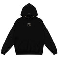 Fog Essentials Black Minimal FG Chest Logo Loose‑Fit Pullover Hoodie
