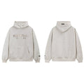 Fog Essentials Oatmeal Cream Fleece‑Lined Oversized Pullover Hoodie Metallic Chest Logo