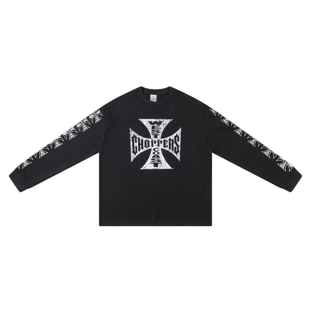 West Coast Choppers Cross Print ERD Stylist Same Style Waffle Sanskrit Long Sleeve (1)