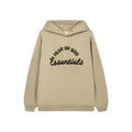 Fog Essentials Warm Neutral‑Tone Tan Loose‑Fit Pullover Hoodie With Chest Embroidery