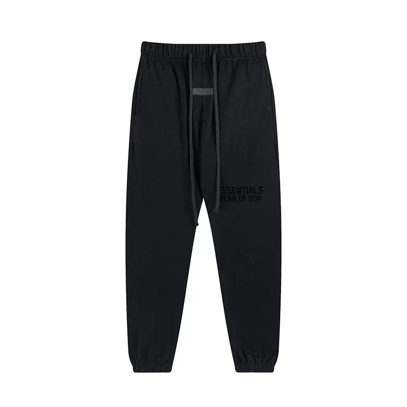 Fog Essentials Black Signature Jogger Pants – Dark Streetwear Loose Fit