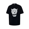 Thug Club Cracked White Devil Skull Black Oversized T-Shirt, Unisex