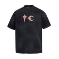 Thug Club Vintage Washed Black Red Star Moon Graphic Oversized T-Shirt, Unisex