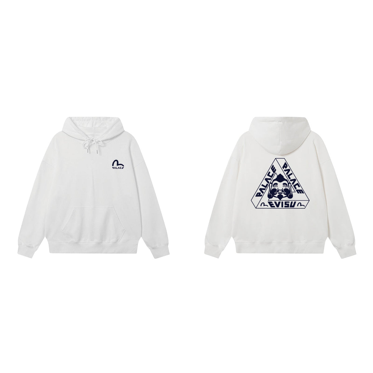 Palace White Evisu Collaboration Tri-Ferg Hoodie