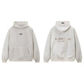 Fog Essentials Cream Off‑White Fleece‑Lined Oversized Pullover Hoodie Chest Logo