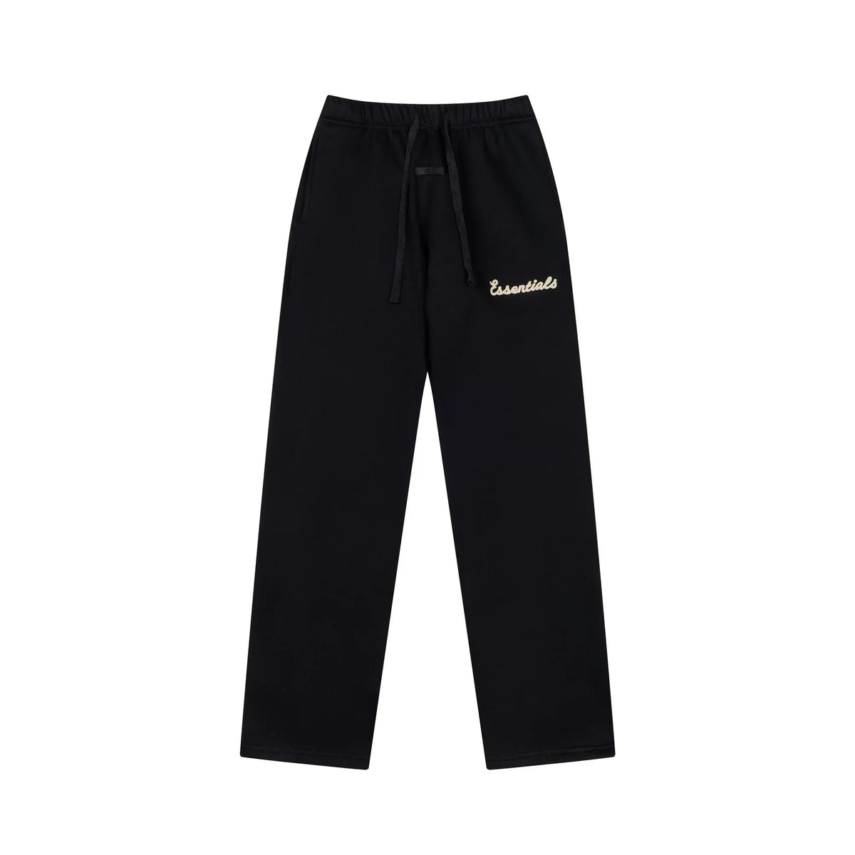 Fog Essentials Contrast Cream Logo Black Straight‑Leg Unisex Sweatpants