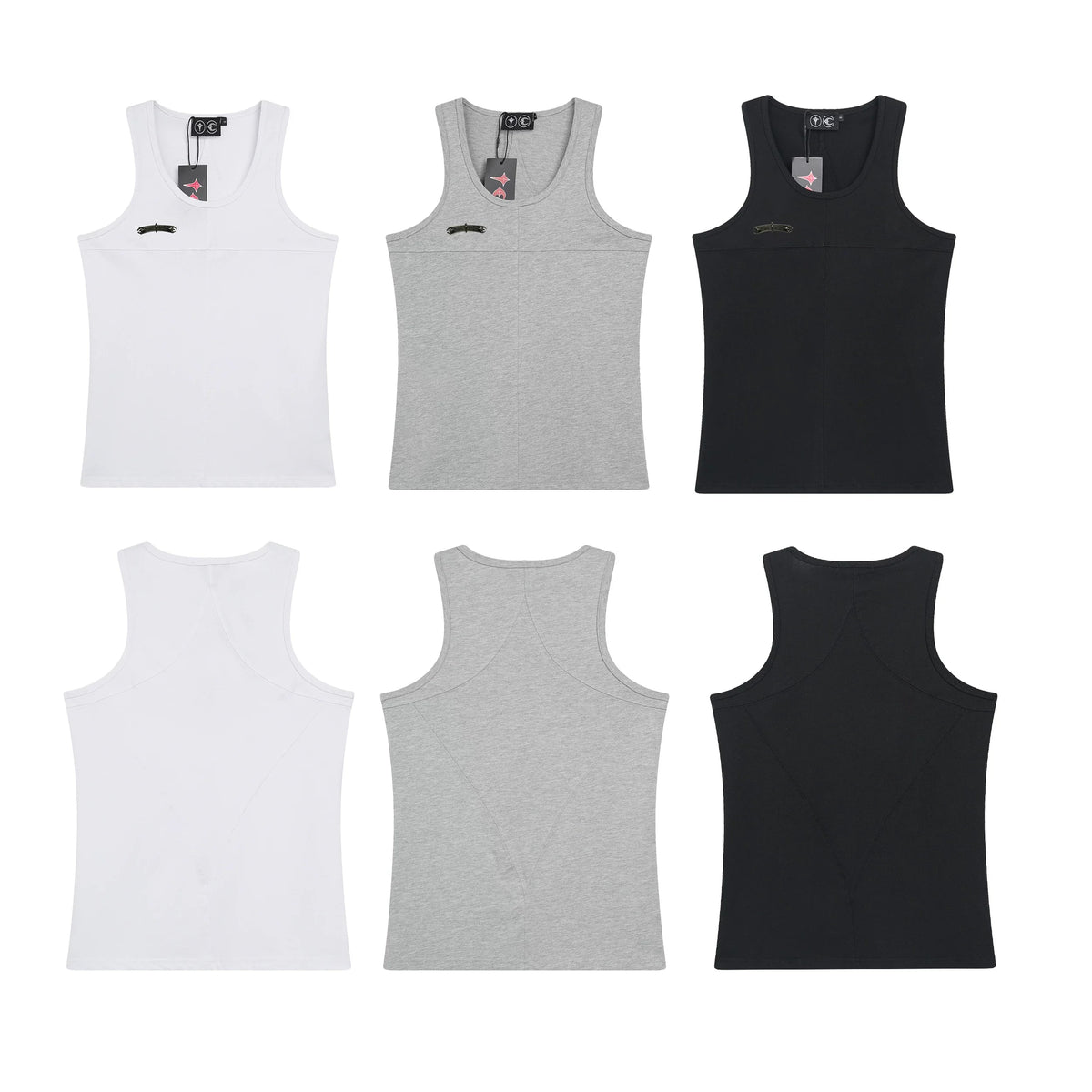 Thug Club Metal Buckle U-Neck Tank Top, Y2K Gothic Sleeveless Vest