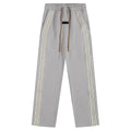 Fog Essentials Light Grey Side‑Stripe Straight‑Leg Casual Sweatpants Streetwear Trousers