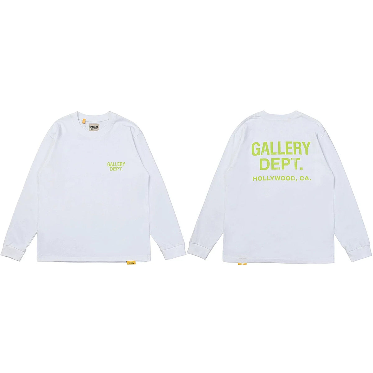 Gallery Dept. Hollywood Logo Long Sleeve T-Shirt - White/Neon Yellow