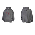 Thug Club Vintage Grey Washed Distressed Star Moon Embroidery Oversized Hoodie, Unisex